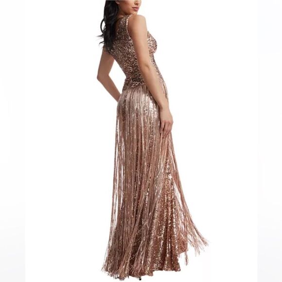 Dress the Population reign sequin fringe gown - Picture 3 of 7